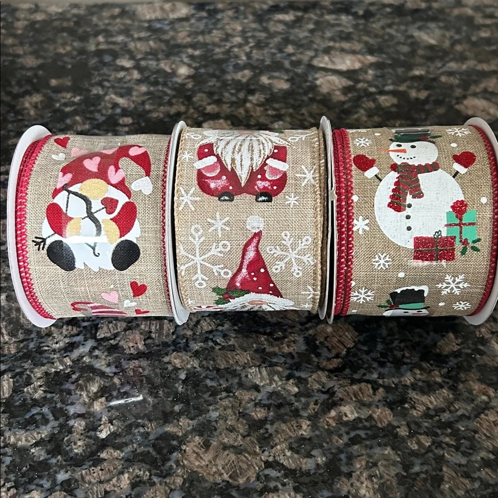 CELEBRATE IT ASSORTED HOLIDAY WIRED RIBBON 2.5 x20 FT LOT OF 3 NWT